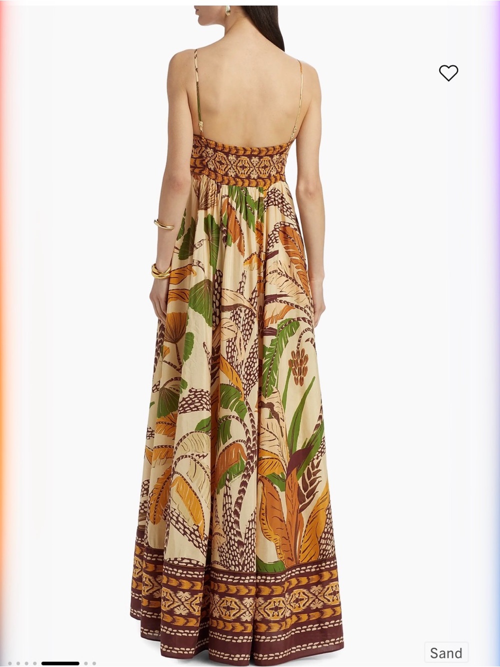 FARM Rio Foliage Sketch Sand Maxi Dress in Green & Cream new NWT size med - Picture 2 of 8